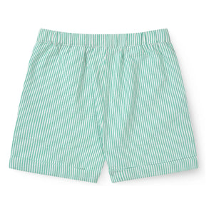 Copenhagen Colors - Striped Seersucker Organic Cotton Sports Shorts | Turquoise