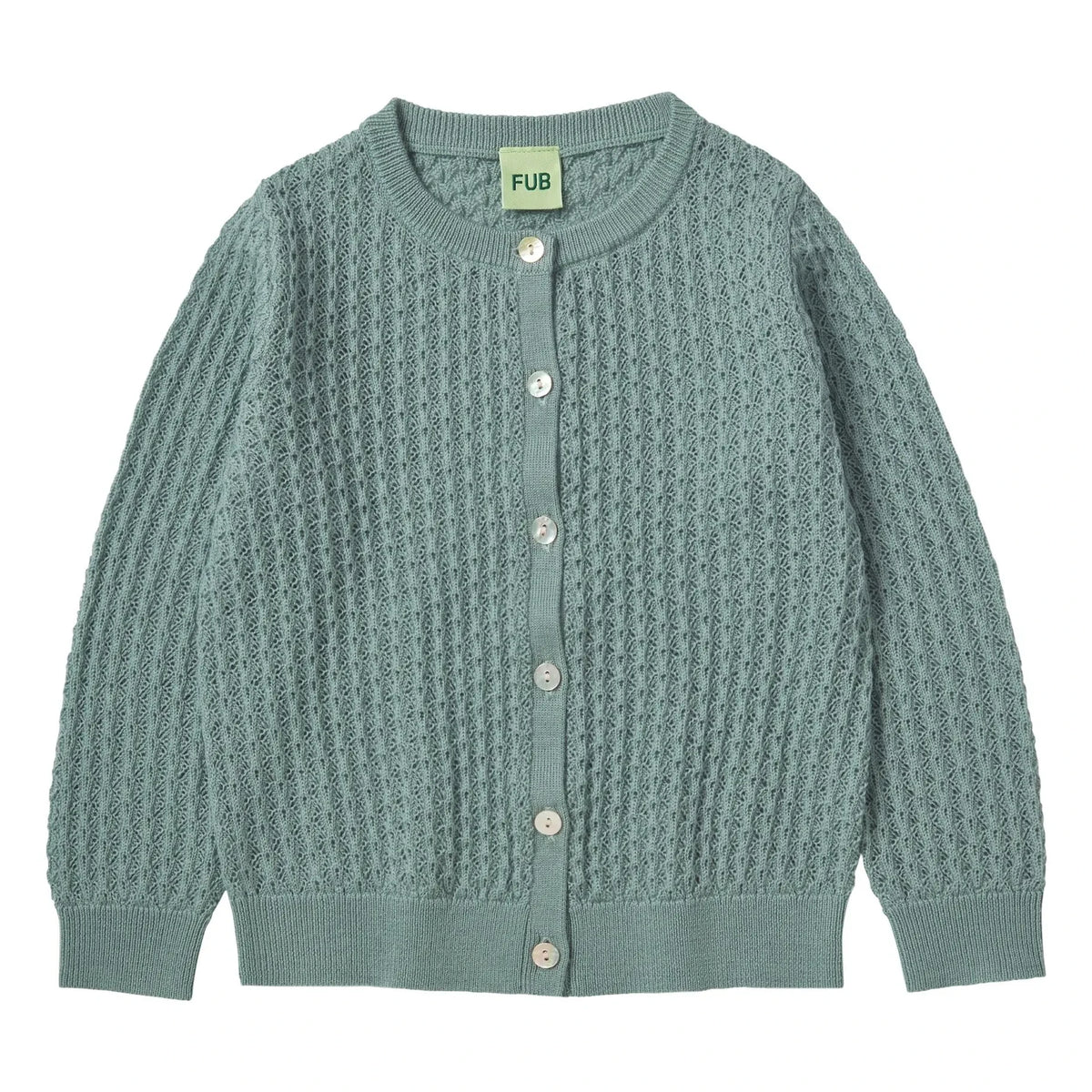 FUB - Cardigan Pointelle Fine-knit Merino Wool | Almond Green
