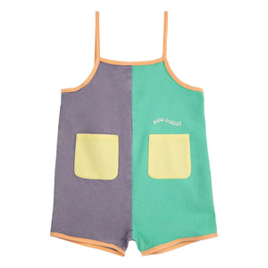 Bobo Choses - Color block recycled fiber romper shorts | Lavender