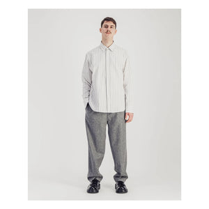 Parages - Striped Casual Cotton Poplin Shirt | Gray