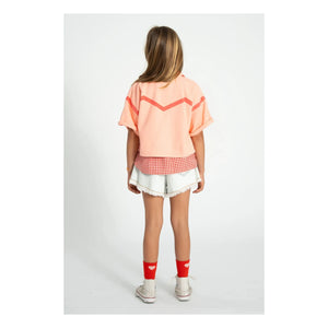 Piupiuchick - Geometric Twill Short-Sleeve Jacket | Coral