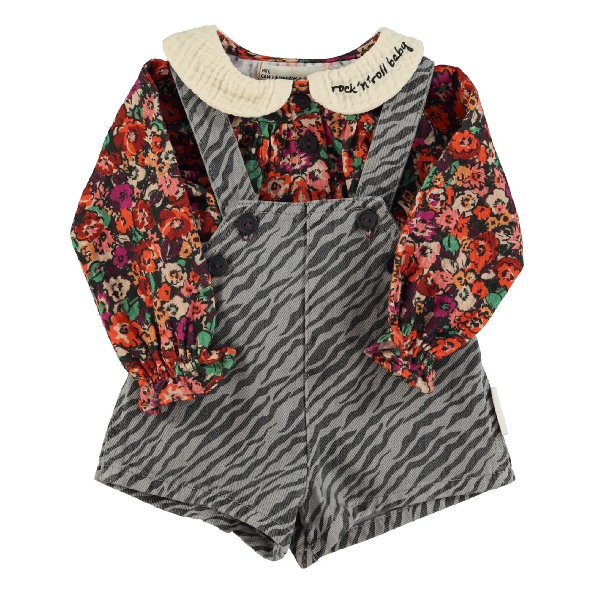 Piupiuchick - Zebra Short Overalls | Gray