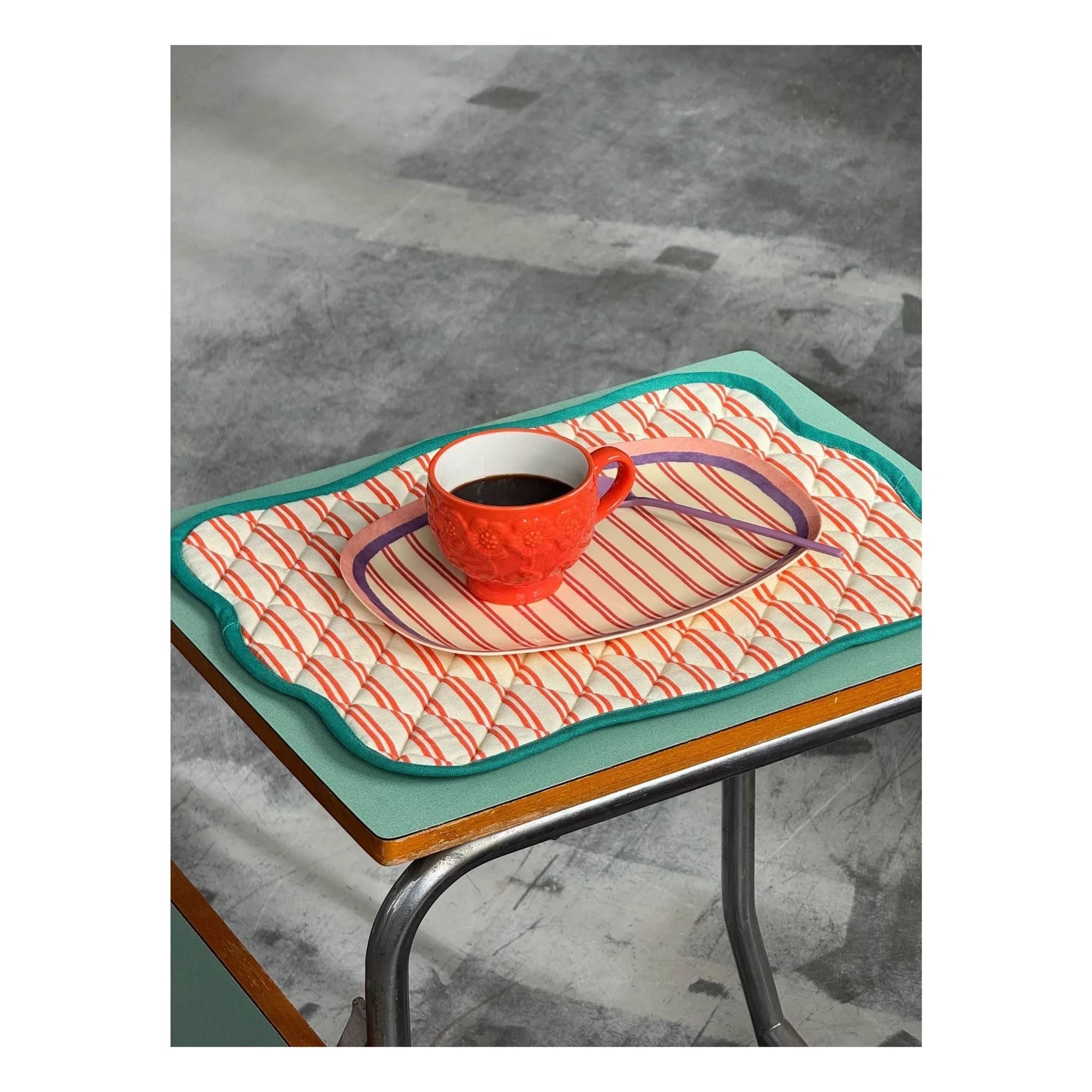 Rice - Striped Quilted American Placemats | Orange