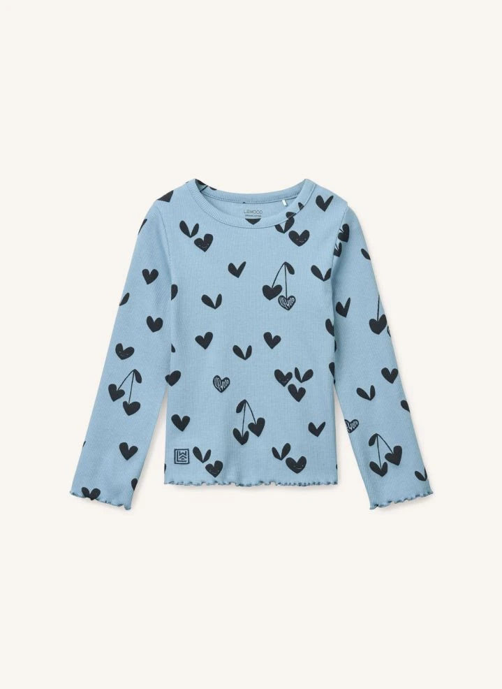 Liewood - Nieve Textured Heart T-Shirt Organic Cotton | Blue
