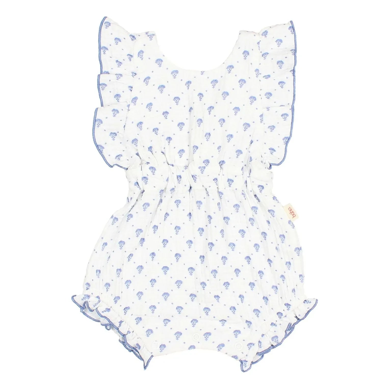 Búho - Bali Floral Pattern Cotton Gauze Romper Shorts | Indigo Blue