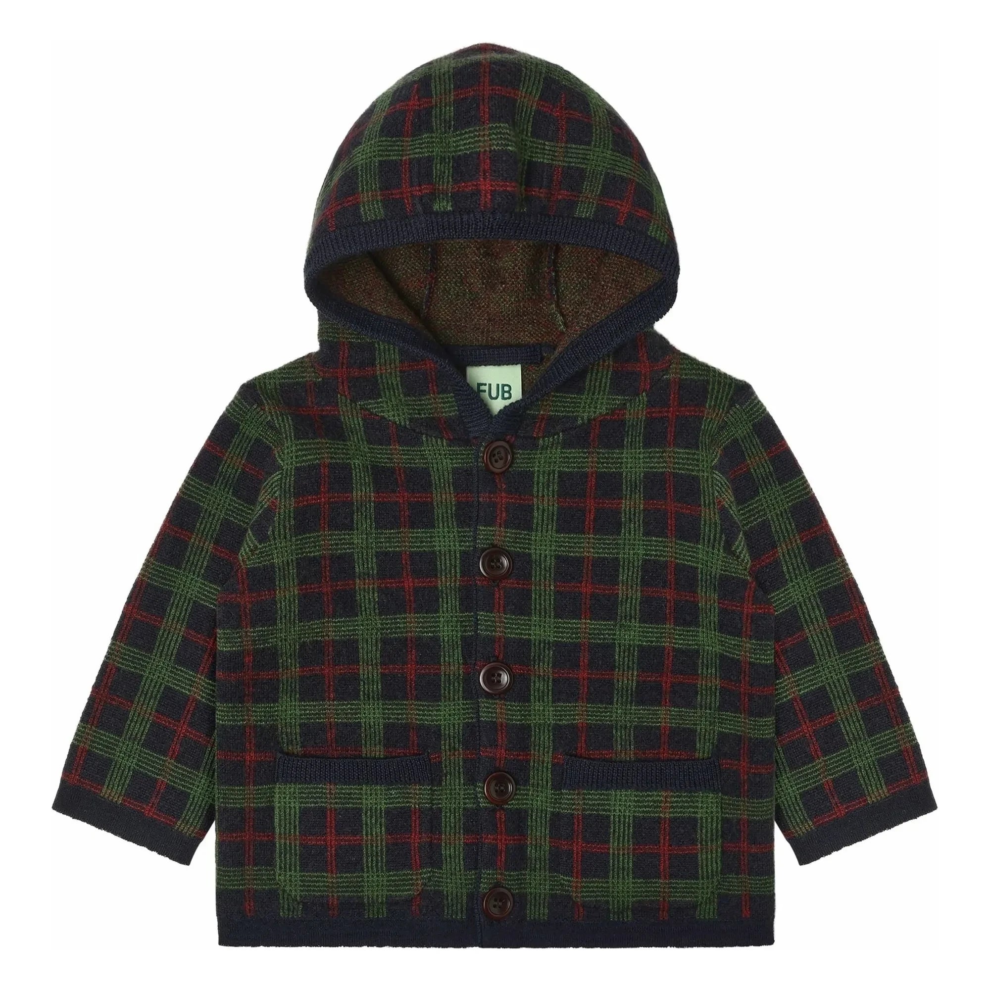 FUB - Green Checked Merino Wool Baby Jacket
