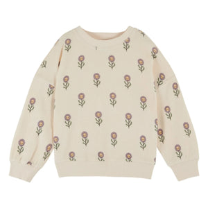 Emile et Ida - Organic Cotton Towel Floral Sweatshirt | Cream