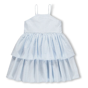 Molo - Striped Chelsea Ruffle Dress Organic cotton | Light blue