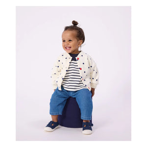 Petit Bateau - Molton Noktalı Ceket | Ecru