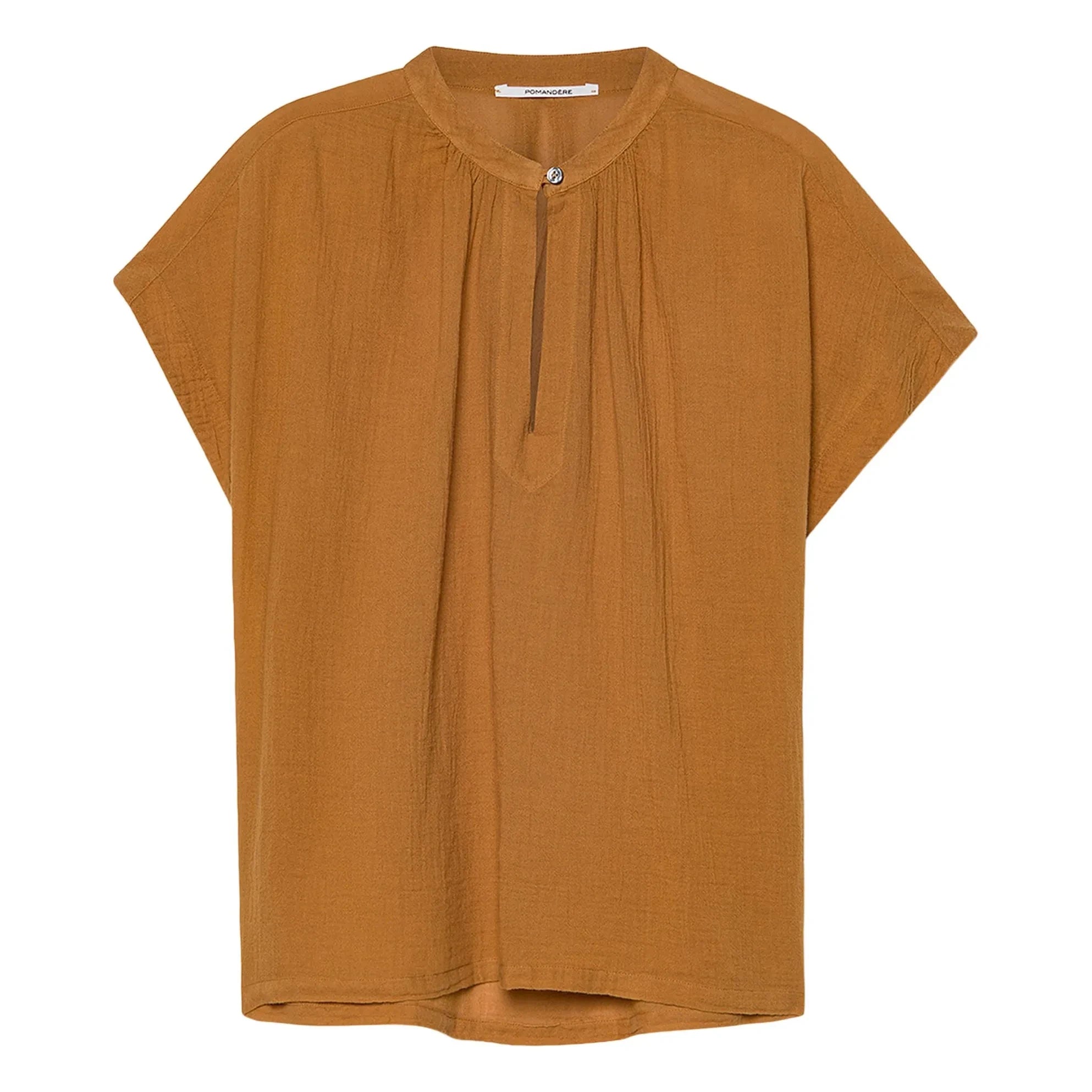 Pomandère - Short sleeve blouse Organic cotton gauze | Apricot