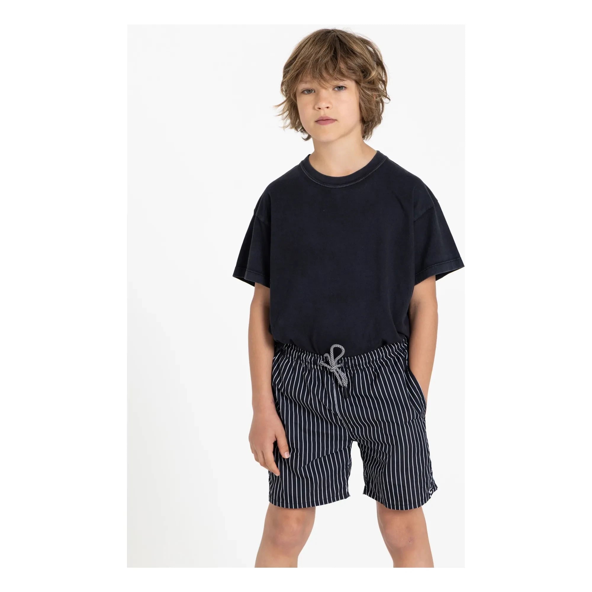 Finger in the Nose - Freeboy Striped Swim Shorts | Black