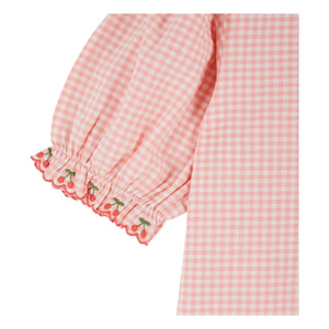 Emile et Ida - Checkered Embroidered Blouse Organic Cotton | Pink