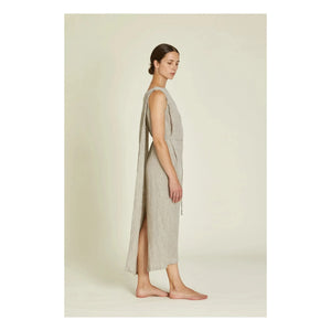 Black Crane - Linen Obi Dress | Light Gray