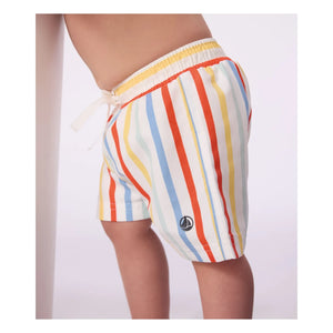 Petit Bateau - Baby Striped Recycled Fiber Swim Shorts | White