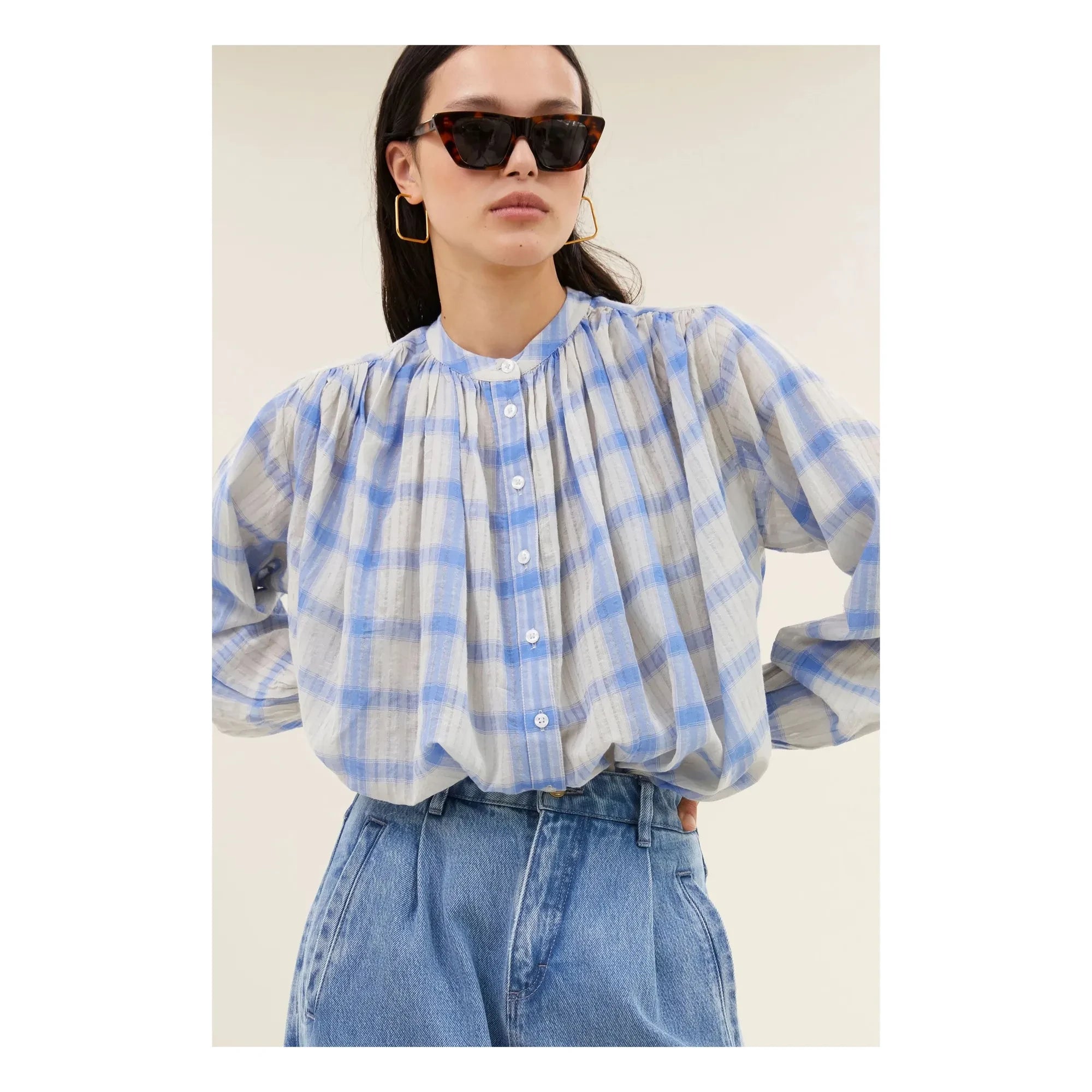 By Bar - Nyka Cotton Blouse | Blue