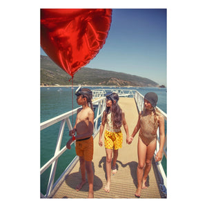 Piupiuchick - Effect Shorts Twill Hearts | Mustard