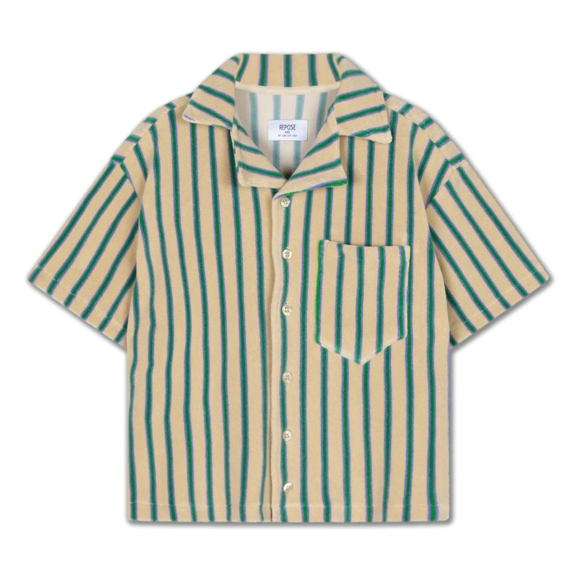 Repose AMS - Striped Organic Cotton Towel Shirt | Light Yellow