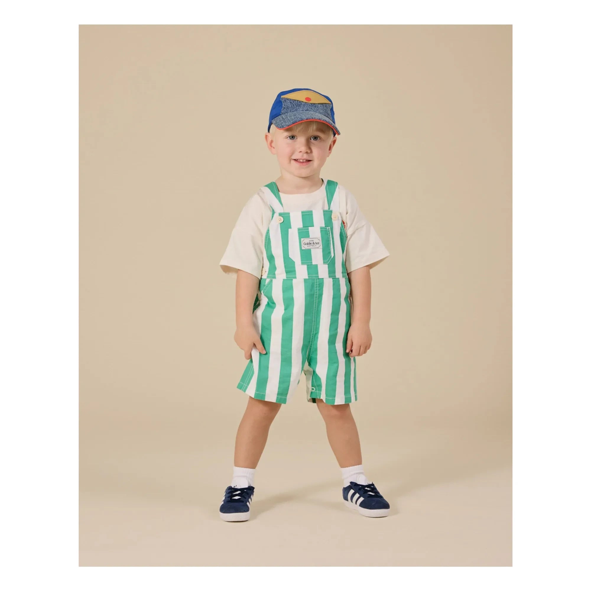 Goldie + Ace - Striped Short Salopet | Green