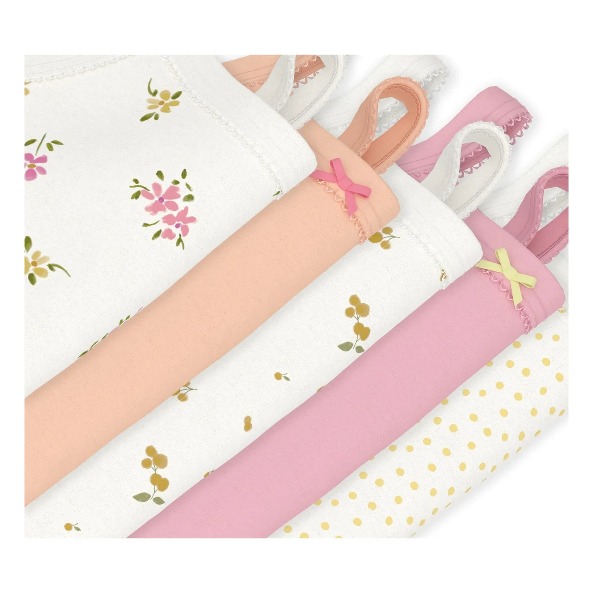 Petit Bateau - Pack of 5 Floral Patterned Sleeveless Bodysuits | White