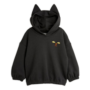 Mini Rodini - Black Organic Cotton Cat Hoodie Sweatshirt