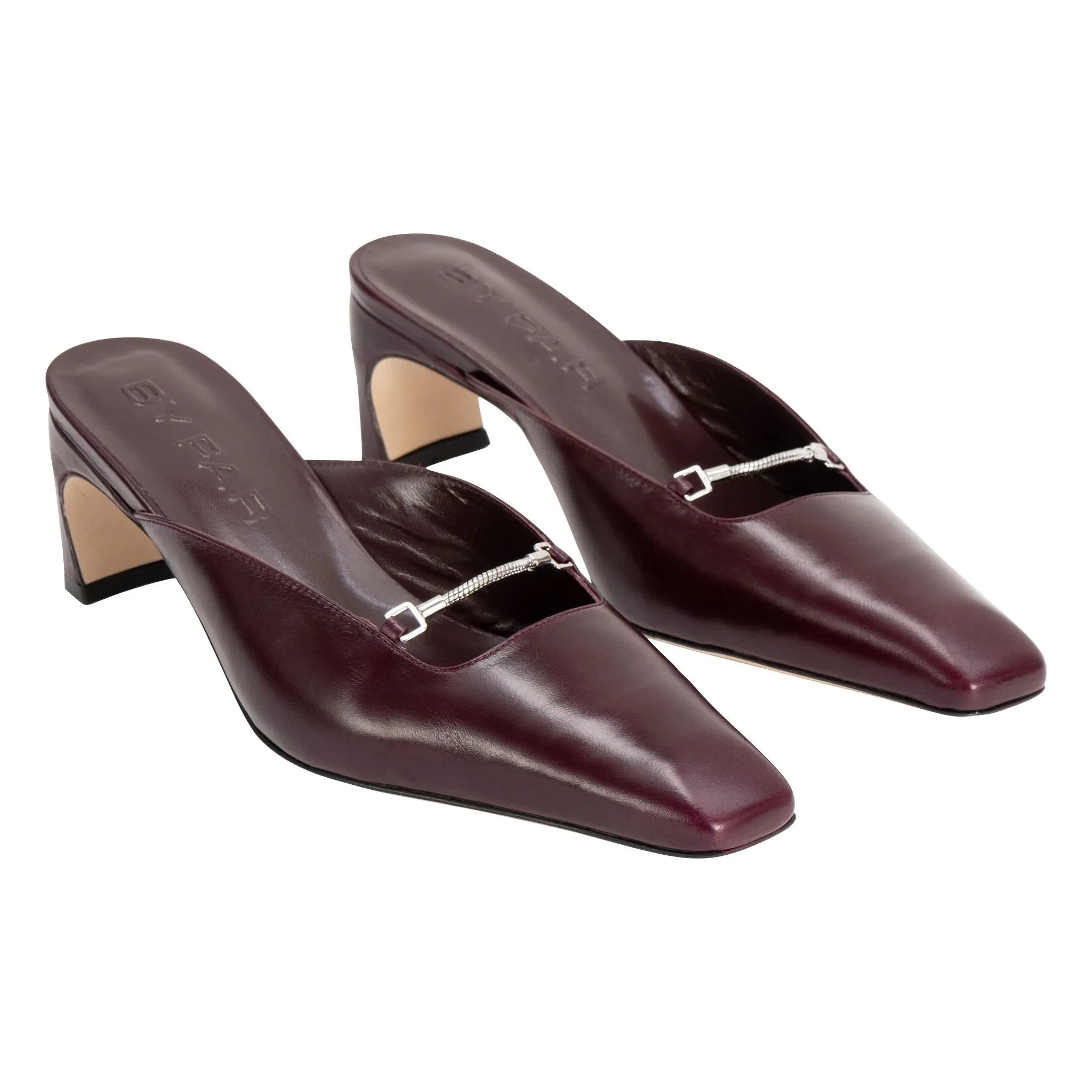 BY FAR - Leda Leather Heeled Shoes | Bordeaux