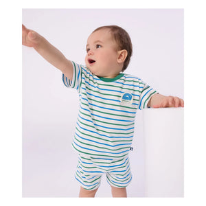 Petit Bateau - Striped fleece shorts | White