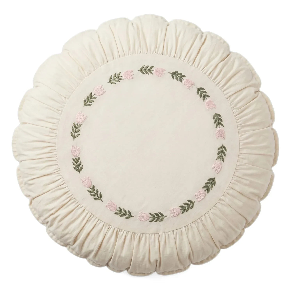 Editions Aimable - Ferdinand Round Pillow | Off-White Poplin