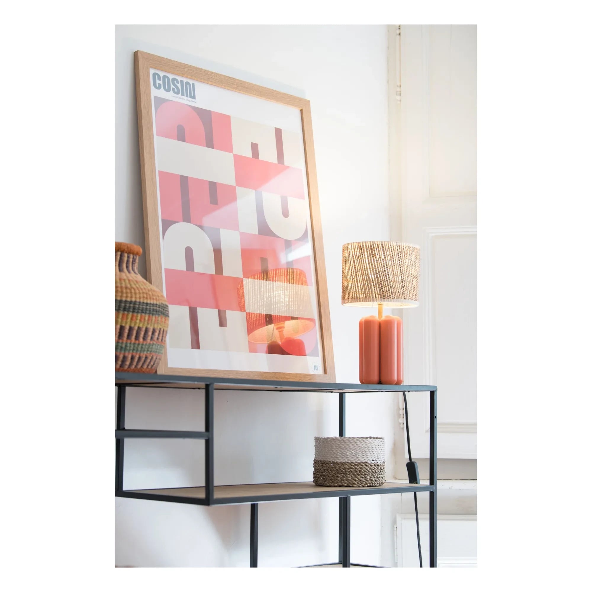 Cosin - Rattan Table Lamp Charlotte with Lampshade | Coral