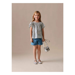 Bonpoint - Nella Fleurie Organic Cotton Gathered Blouse | Prussian Blue