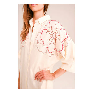 Sacrécoeur - Lou Pivoine Embroidered Cotton Voile Dress | White