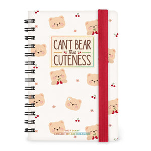 Legami - 12-Month Weekly Diary - Small Spiral-Bound 2027 - Bear White