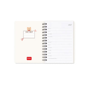Legami - 12-Month Weekly Diary - Small Spiral-Bound 2027 - Bear White