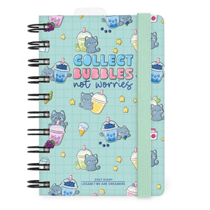 Legami - 12-Month Small Spiral-Bound Daily Planner 2027 - Kitty Bubble Tea
