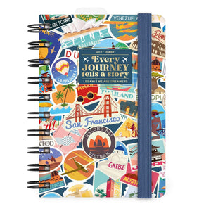 Legami - 12-Month Small Spiral-Bound Daily Planner 2027 - Travel Stickers