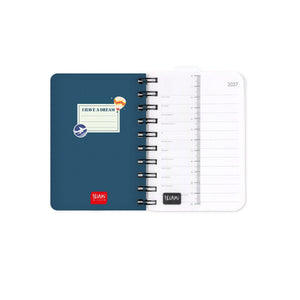 Legami - 12-Month Small Spiral-Bound Daily Planner 2027 - Travel Stickers