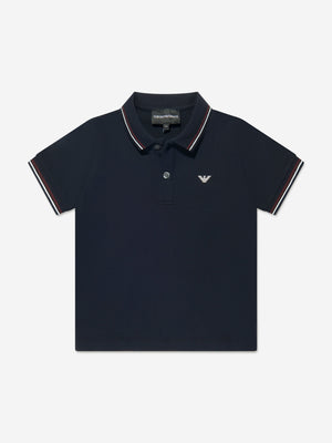 Emporio Armani Boys Logo Polo Shirt in Navy