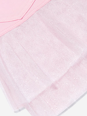 Balmain Girls Pleated Hem Skirt in Pink