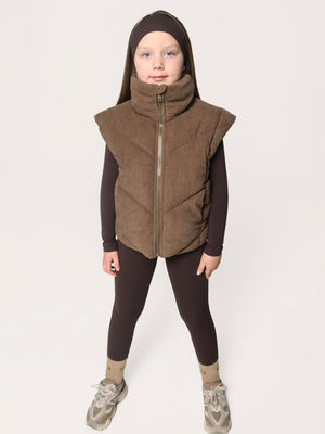 Blanca Sport Girls Padded Velour Gilet in Brown