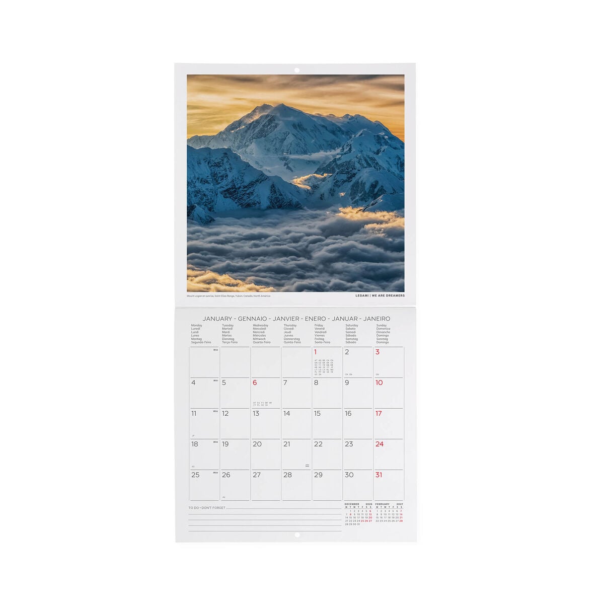 Legami - Mountains 2027 Wall Takvim - 18 x 18 cm
