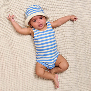 The Bonnie Mob Boys Chill Striped Sun Hat in Blue