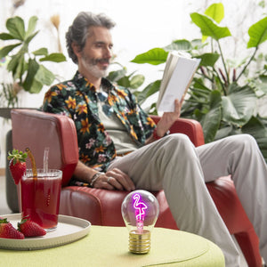 Legami - Dekoratif Lightbulb-Shaped Table Lamp - Flamingo - Bulb Fiction