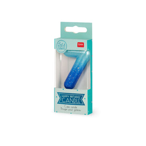 Legami - Blue Birthday Cake Candle - 7 - Happy Birthday Candle