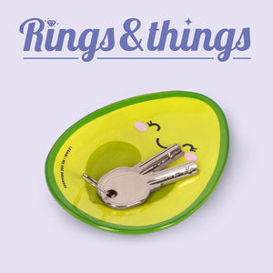 Legami - Hand-Decorated Ceramic Trinket Dish - Avocado - Rings & Things