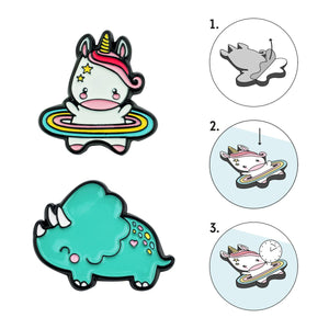 Legami - Set 2 Unicorn + Rhino Metal Stickers - Cutie