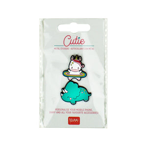 Legami - Set 2 Unicorn + Rhino Metal Stickers - Cutie