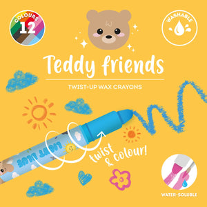 Legami - Set of 12 Twist-up Wax Crayons - Teddy Friends