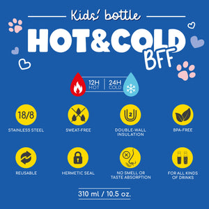 Legami - Vacuum Bottle for Kids - Kitty - Hot&Cold BFF