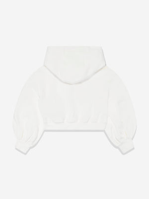 Fendi Girls Cropped Hoodie in White