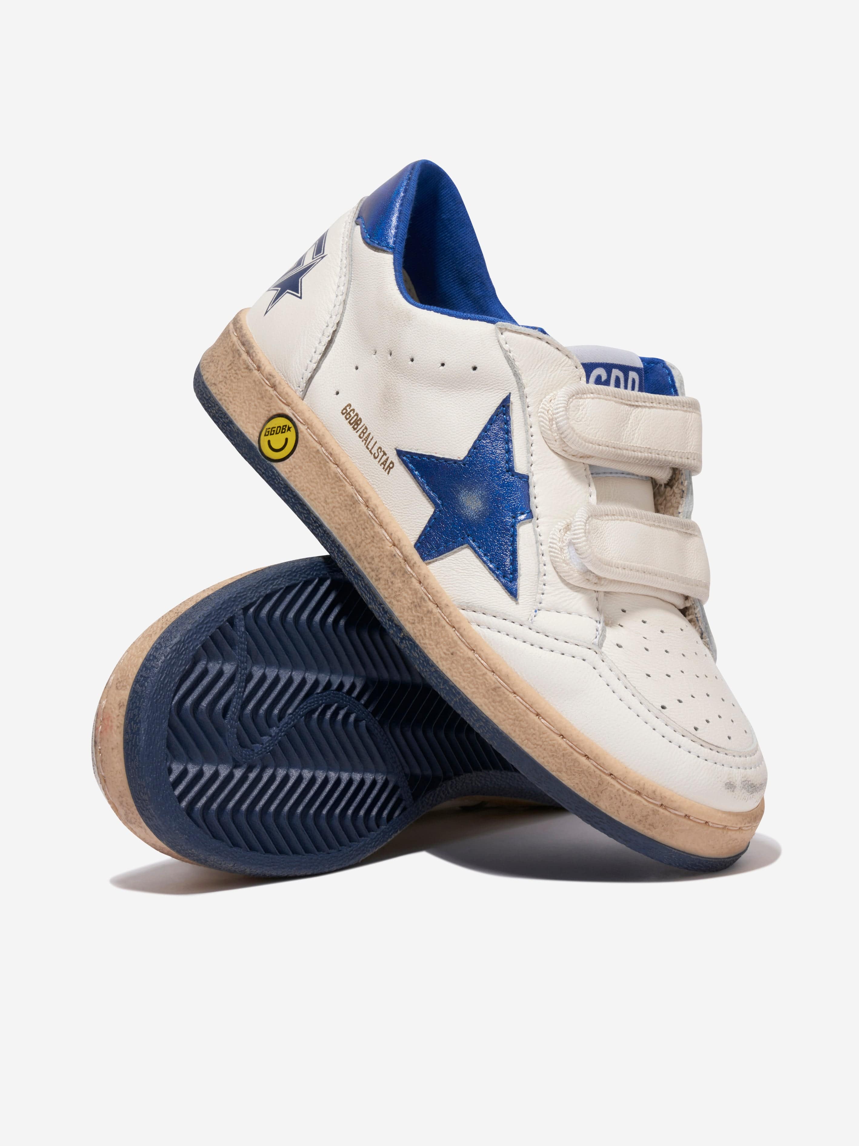 Golden Goose Kids Ballstar Leather Laminated Star Trainers n White