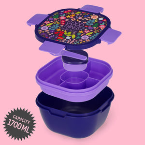 Legami - 1700 ml Bento Lunch Box - Flowers - Bento Lunch Box